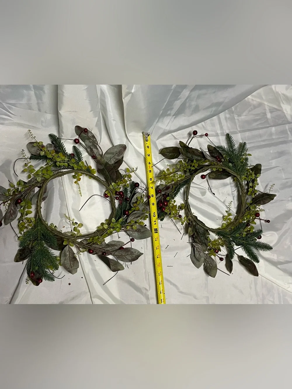 Greenery and Red Berry Faux Garland Pair